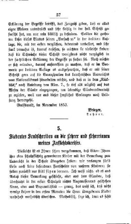 Siebentes Sendschreiben an die Lehrer und Lehrerinnen meines Aufsichtskreises