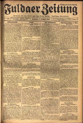 Erste Ausgabe vom Samstag, den 02. Oktober 1926.