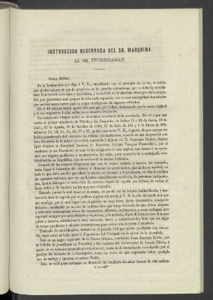Instruccion Reservada Del Sr. Marquina Al Sr. Iturrigaray