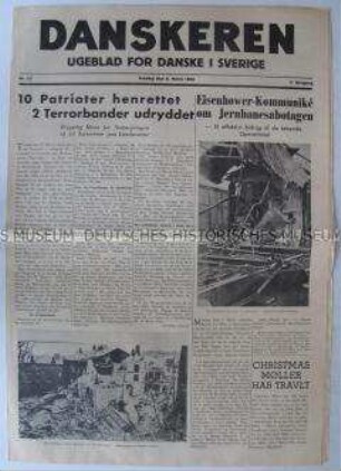 Illustrierte Wochenzeitung für Schweden und Dänemark aus der Zeit der deutschen Besetzung Dänemarks u.a. über die Sabotage der dänischen Eisenbahnlinien