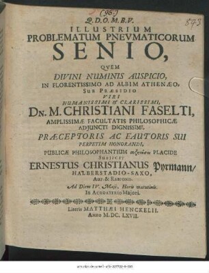 Illustrium Problematum Pneumaticorum Senio