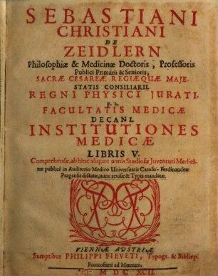 Institutiones medicae libris V comprehensae