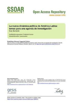 La nueva dinámica política de América Latina: temas para una agenda de investigación