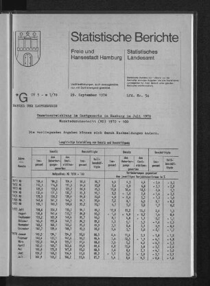 Umsatzentwicklung im Gastgewerbe in Hamburg im Juli 1978 : Lfd. Nr. 54