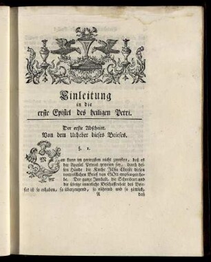 Einleitung in die erste Epistel des heiligen Petri.