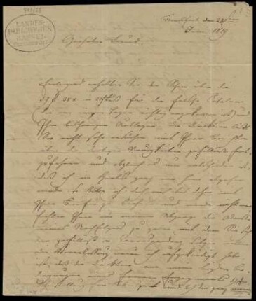 Brief von Louis Spohr an Unbekannt