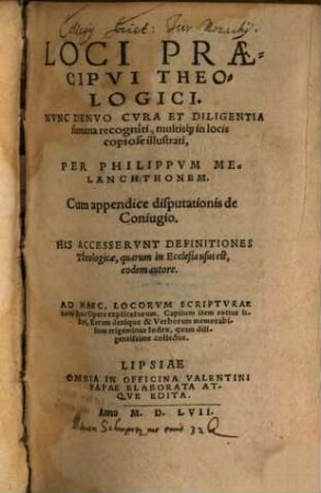 Loci Praecipvi Theologici