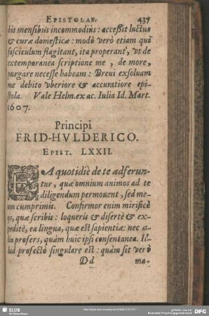 Principi Frid. Hulderico. Epist. LXXII.