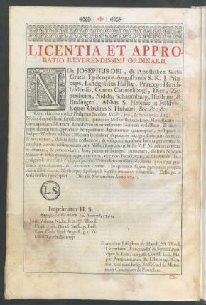 Licentia Et Approbatio Reverendissimi Ordinarii