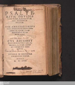 PSALTE=||RIVM DAVIDIS || CARMINE REDDITVM || PER EOBANVM || HESSVM.||