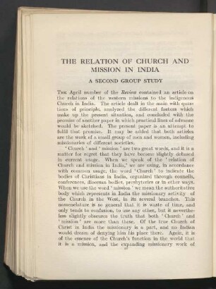 The relation of church and mission in India