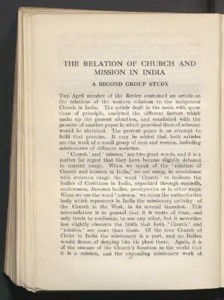 The relation of church and mission in India