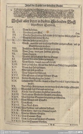 Inhalt aller derer in diesem Siebenden Buch begriffenen Capiteln.