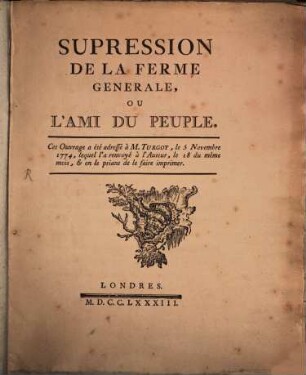 Suppression de la ferme générale