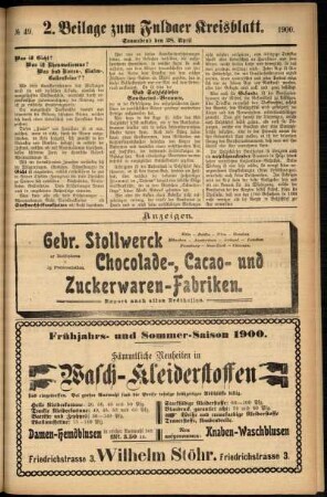 Dritte Ausgabe vom Samstag, den 28. April 1900.