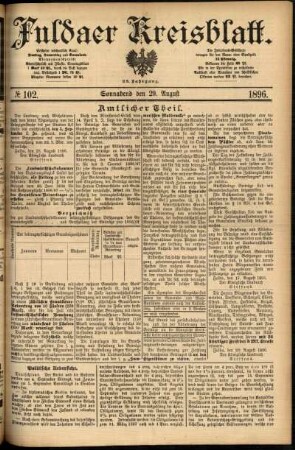 Erste Ausgabe vom Samstag, den 29. August 1896.