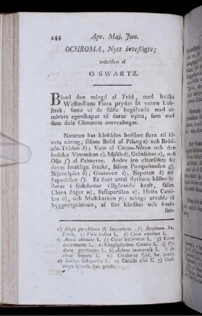 Ochroma, Nytt örteslägte