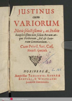 Iustinus : cum Variorum Notis selectissimis, ac ind. locupletissimo ...