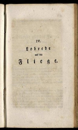 IV. Lobrede auf die Fliege.