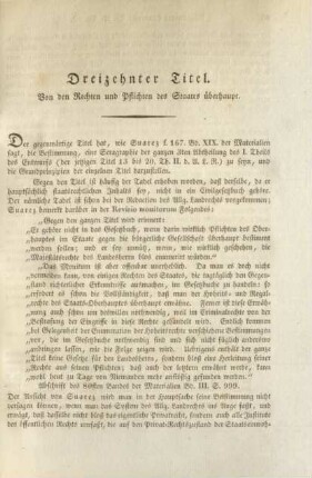 Dreizehnter Titel. Von den Rechten und Pflichten des Staates überhaupt