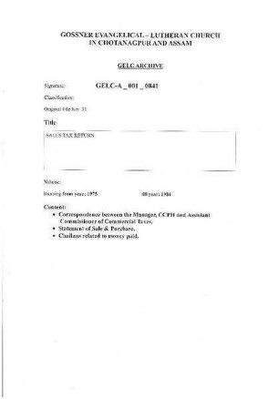 SALES TAX RETURN