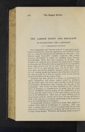 The Labour Party and Socialism. An Examination and a Criticism.
