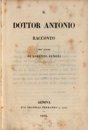 Il Dottor Antonio [ital.]