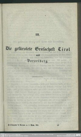 III. Die gefürstete Grafschaft Tirol und Voralberg