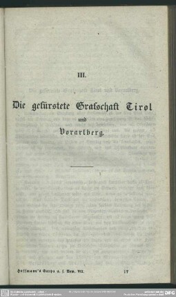 III. Die gefürstete Grafschaft Tirol und Voralberg