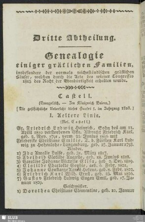 Genealogie einiger gräflicher Familien
