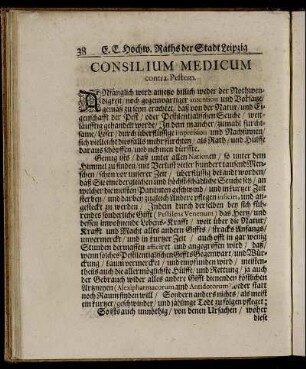 Consilium Medicum contra Pestem.