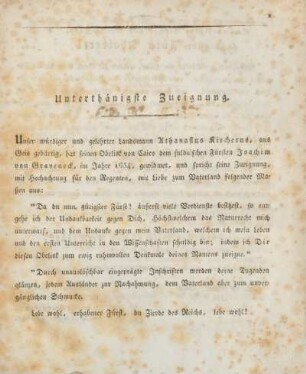 Unterthänigste Zueignung.