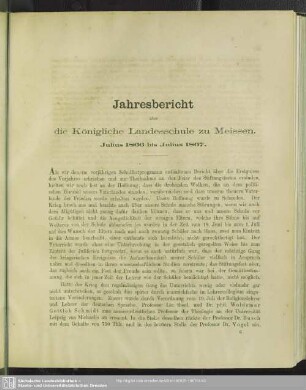 Jahresbericht über die Königliche Landesschule zu Meissen. Julius 1866 bis Julius 1867