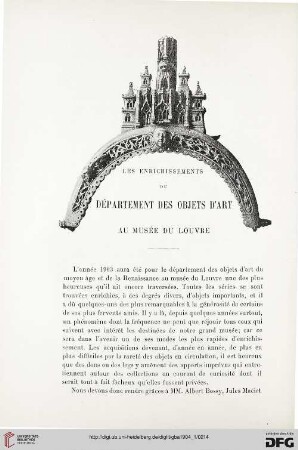 3. Pér. 31.1904: Les enrichissements du département des objets d'art au Musée du Louvre
