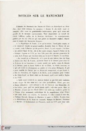 Notices sur le manuscrit