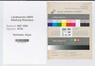Entnazifizierung Aloys Schmees, geb. 01.01.1889 (Oberpostinspektor)