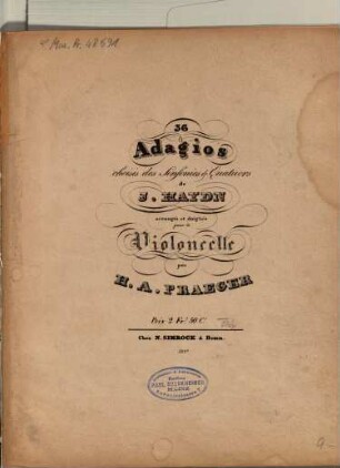 36 Adagios choisis de sinfonies & quatuors de J. Haydn : arrangés et doigtés pour le violoncelle