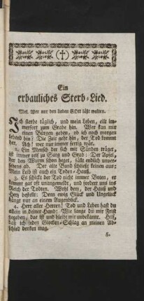 Ein erbauliches Sterb-Lied.