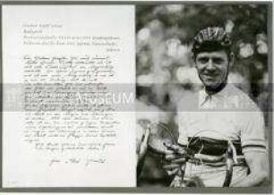 Handschriftliches Glückwunschschreiben von Gustav Adolf Schur mit großformatigem Bild zum 75. Geburtstag von Walter Ulbricht