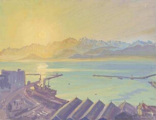 Sonnenaufgang über dem Erzhafen Bougie