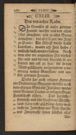 (CXLIII.) Der verachte Raht.