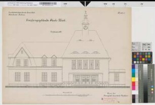 Empfangsgebäude [Bahnhof] Steele-West, Blatt~3: Vorderansicht, M.~1:50 Hge, Sknr.: 1, Fanr.: 13, Bunr.: 4