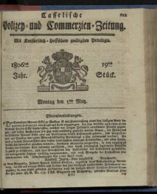 1806tes Jahr. 19tes Stück. Montag den 5ten May