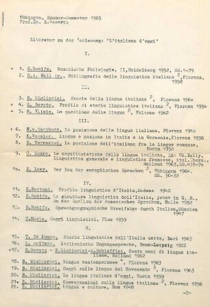 1-2, Literatur zu der Vorlesung: "L'italiano d'oggi"