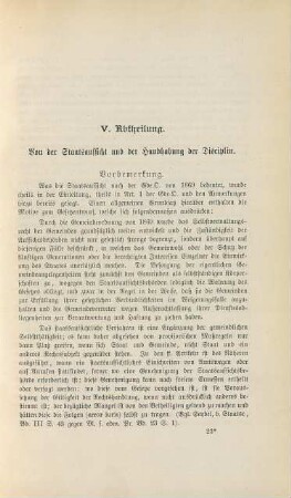 V. Abtheilung. Von der Staatsaufsicht und der Handhabung der Disciplin