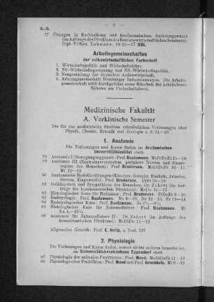 A. Vorklinische Semester