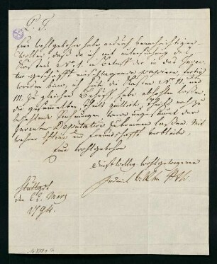 Brief vom 2. Merz 1794