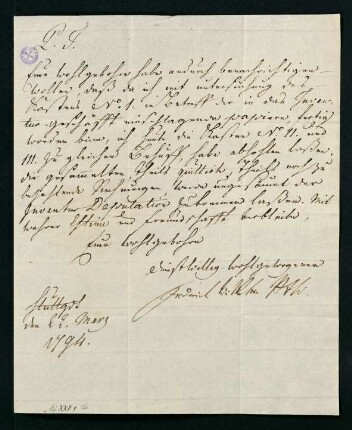 Brief vom 2. Merz 1794