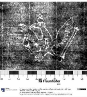 A: Heraldischer Adler, bekrönt, mit Reichsapfel und Zepter, mit Brustschild: [...]; B: Name (zweikonturig): BIESCHOFF