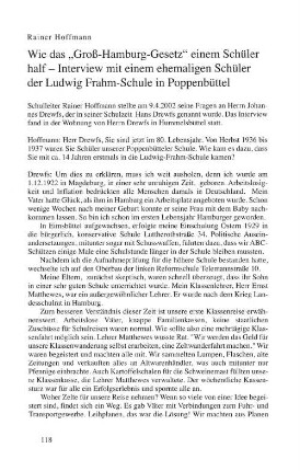 Wie das "Groß-Hamburg-Gesetz" einem Schüler half - Interview mit einem ehemaligen Schüler der Ludwig-Frahm-Schule in Poppenbüttel
